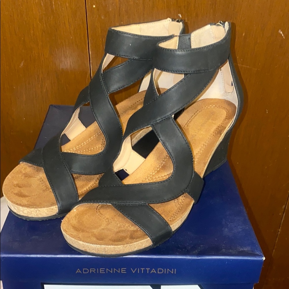 Adrienne Vittadini Black Wedge Shoes